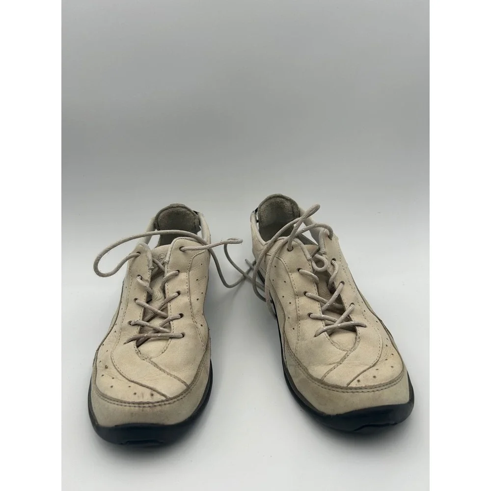 ECCO Receptor Womens Walking Shoes Size 38 US 7-7.5 Beige Leather Cutout Sneaker - Picture 3 of 7